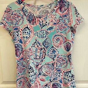 Lilly Pulitzer Shell Me About It Print Med Tee Shirt